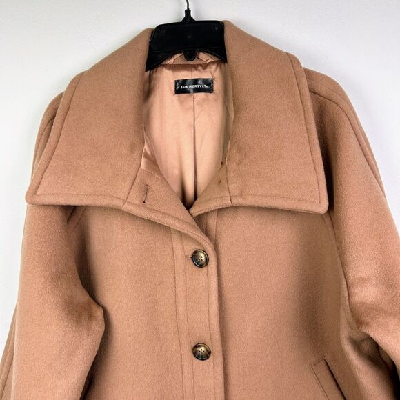 Summersalt The Warmest Wool Coat Short Button Front Fawn Tan Collar Jacket 2XL - Picture 4 of 15